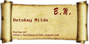 Betskey Milda névjegykártya
